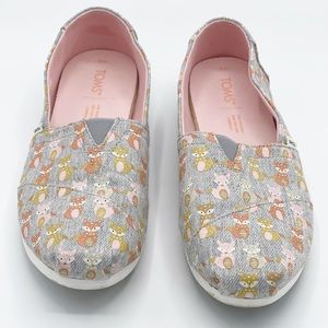 Toms Flat Shoes Alpargata Chambray Denim Woodland Fox Print Cloudbound